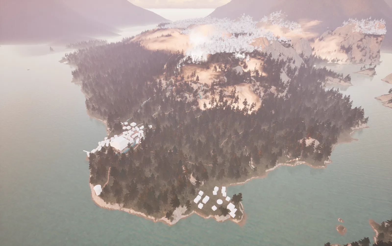 Distance culling of PCG foliage around the player in Tetra